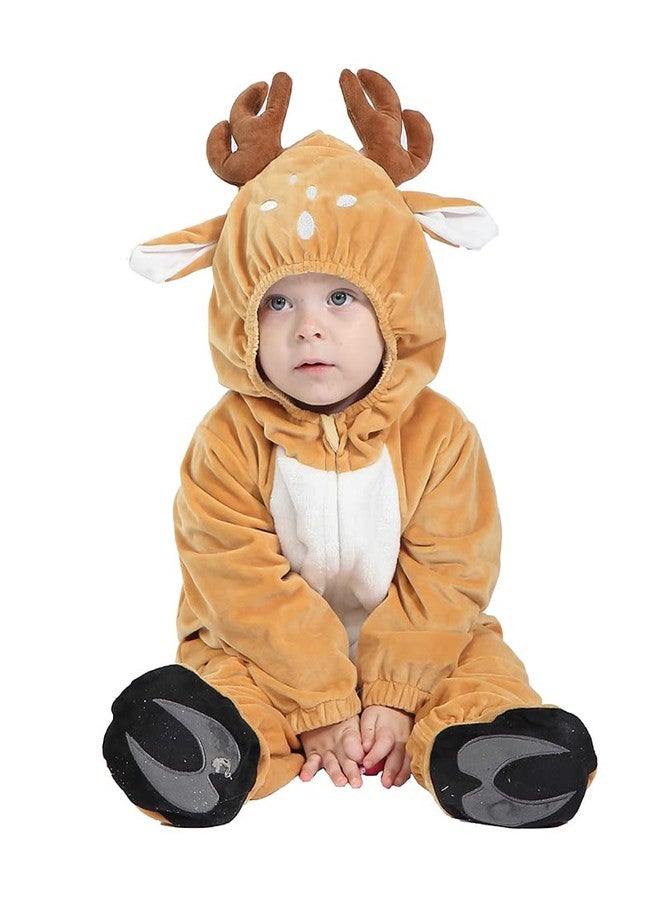 HSCTEK Baby Deer Costume, Infant Reindeer Costume for Baby Boys Girls, Baby Halloween Costume Fawn Onesie for Toddler Newborn 6-9Months - Image 1